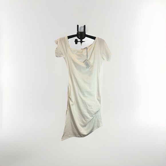 By Egreis Off-white Knit Dress with An Asymmetrical Hem- x Small NWT - Picture 1 of 13